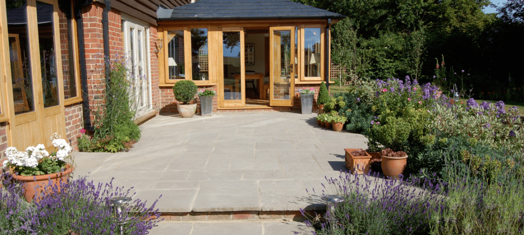 beautiful and clean garden paving slabs