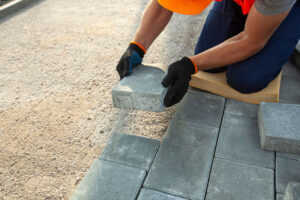 setting paving slabs